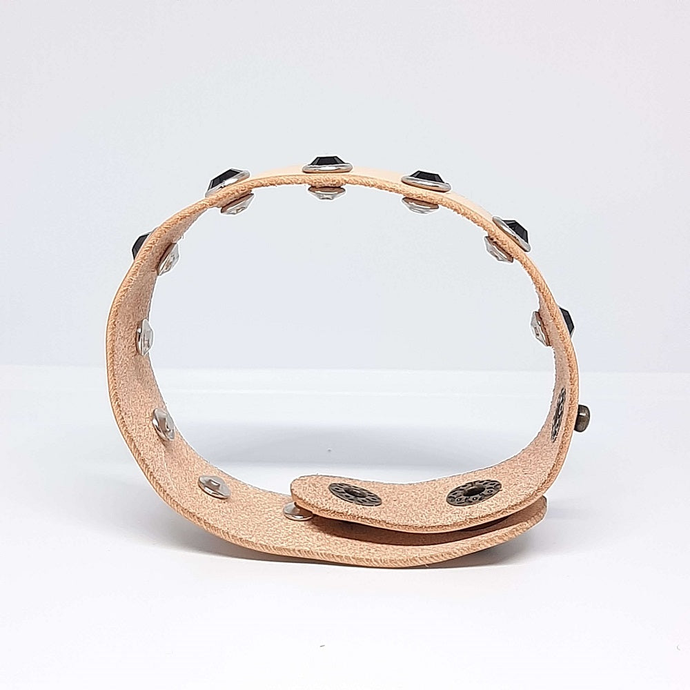 Bracciale in Pelle marone naturale Fatto a Mano con pietra