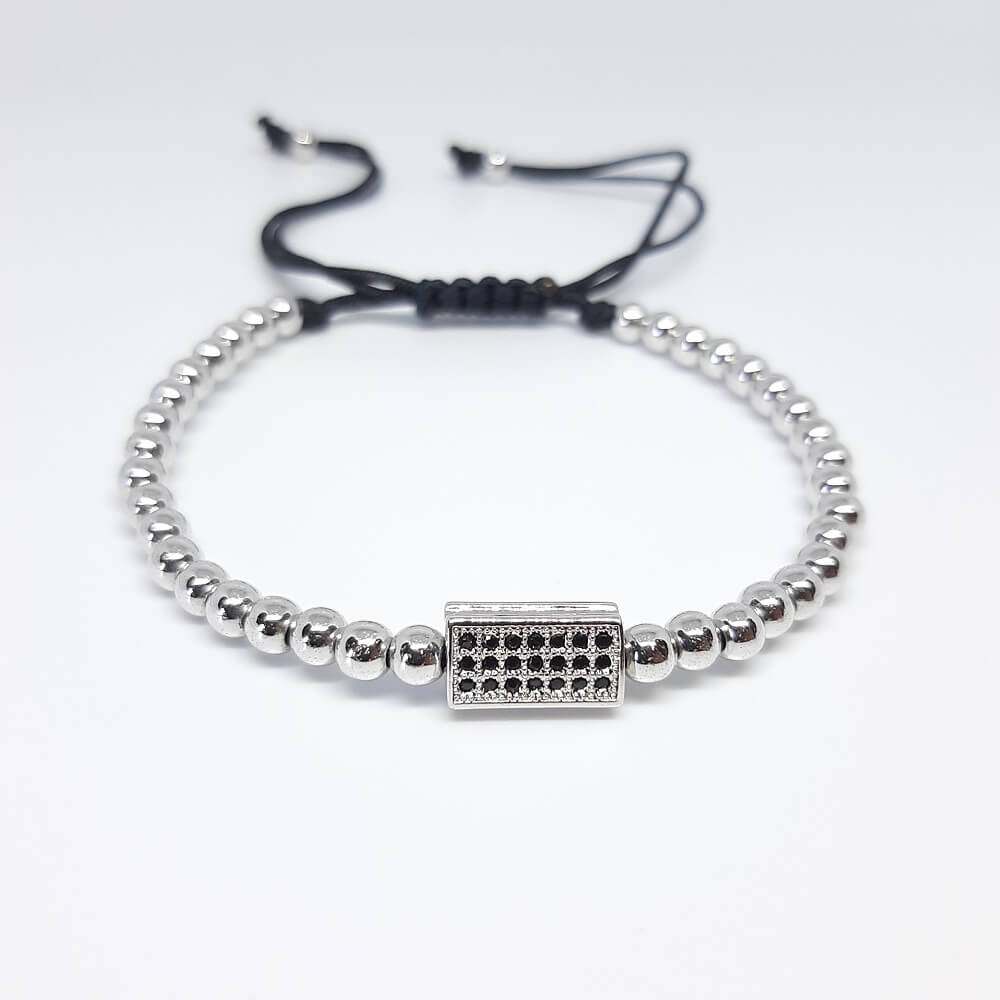 Bracciale con perla in metallo fatto a mano charm cubitale