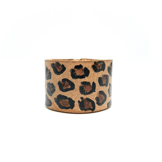 Anello in pelle donna fatto a mano marrone design maculato