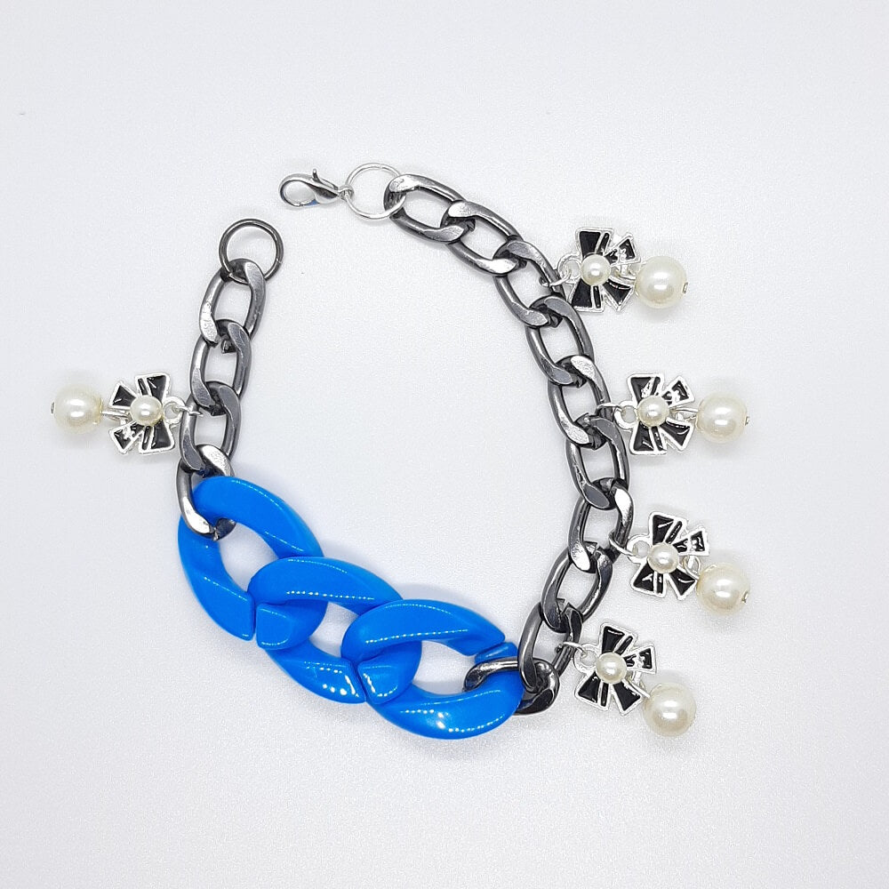 Bracciale catena charm perla fiocco