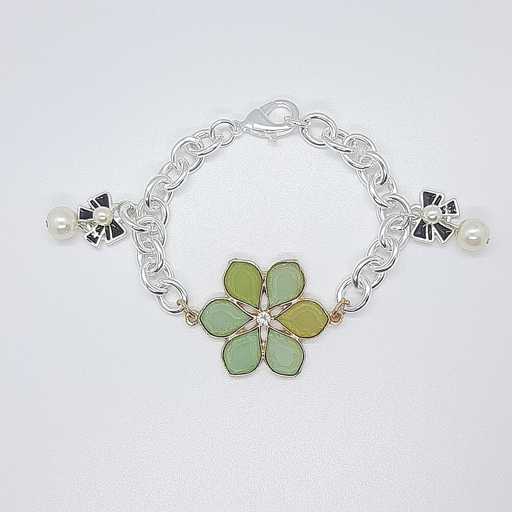 Bracciale fiore charm perla fiocco