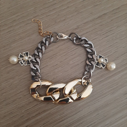 Bracciale catena charm fiocco perla