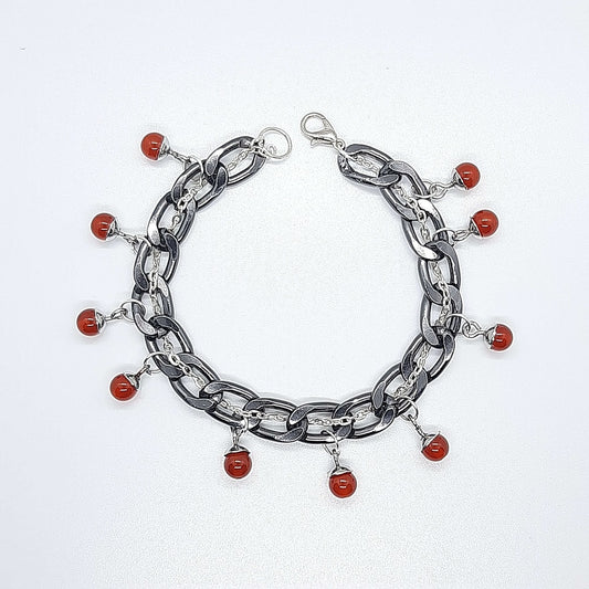 Bracciale catena black fiore pietra