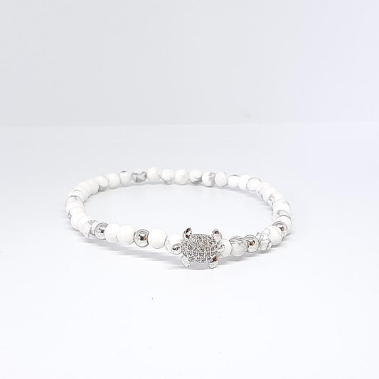 Bracciale con pietre charm tartaruga zirconata elastico