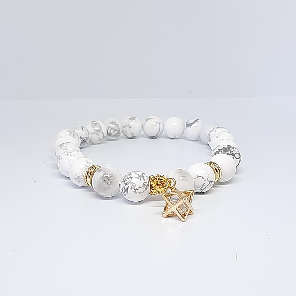 Bracciale con pietra fatto a mano charm cubo elastico