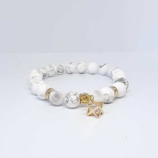 Bracciale con pietra fatto a mano charm cubo elastico