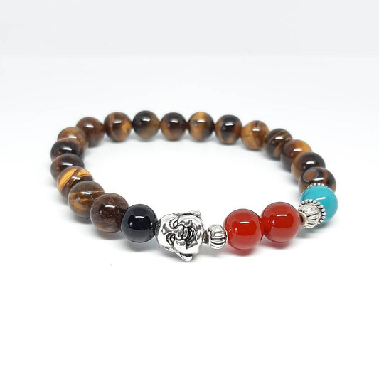 Bracciale con pietre miste fatto a mano charm buddha elastico