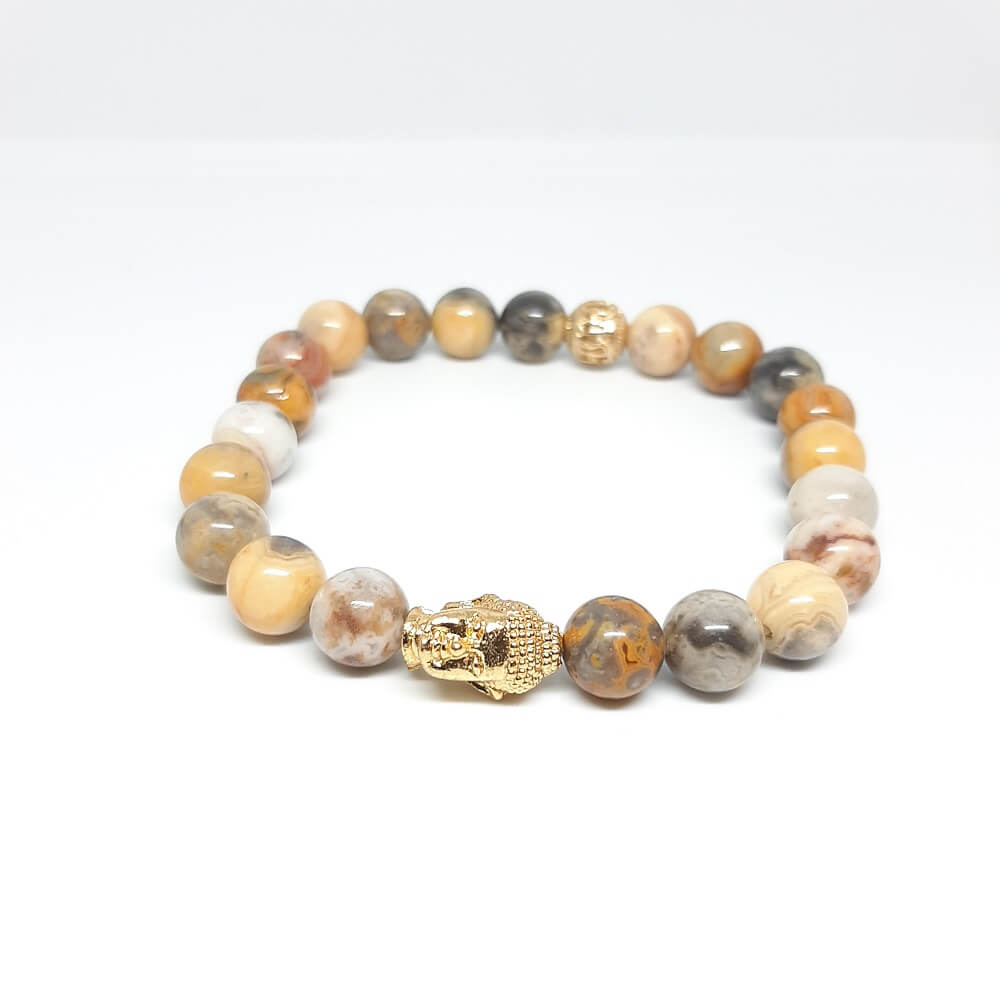 Bracciale con pietra fatto a mano charm buddha elastico