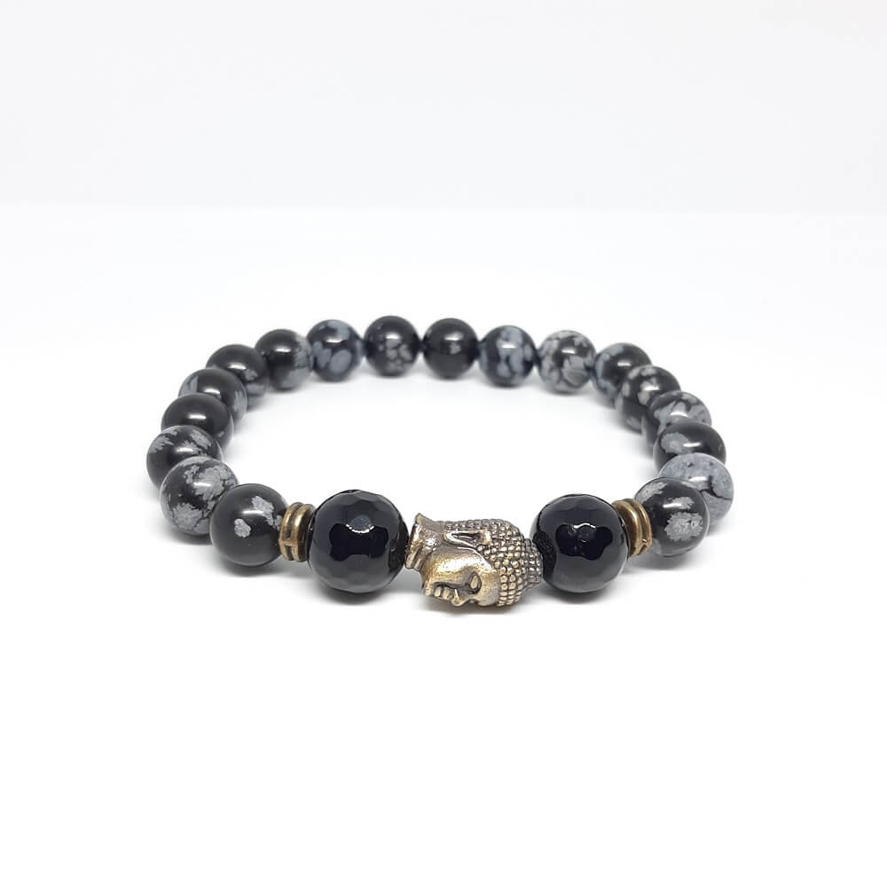 Bracciale con pietra fatto a mano charm buddha elastico