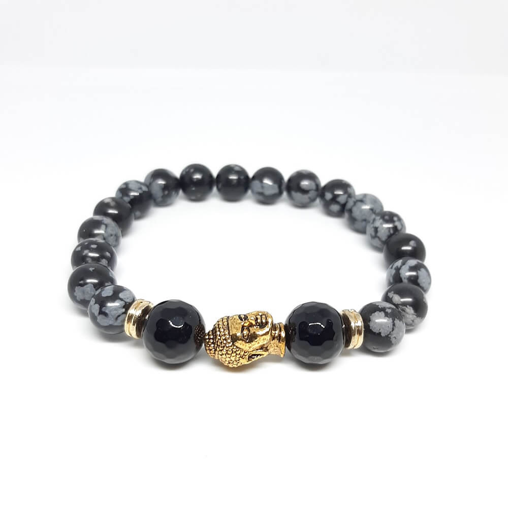 Bracciale con pietra fatto a mano charm buddha elastico