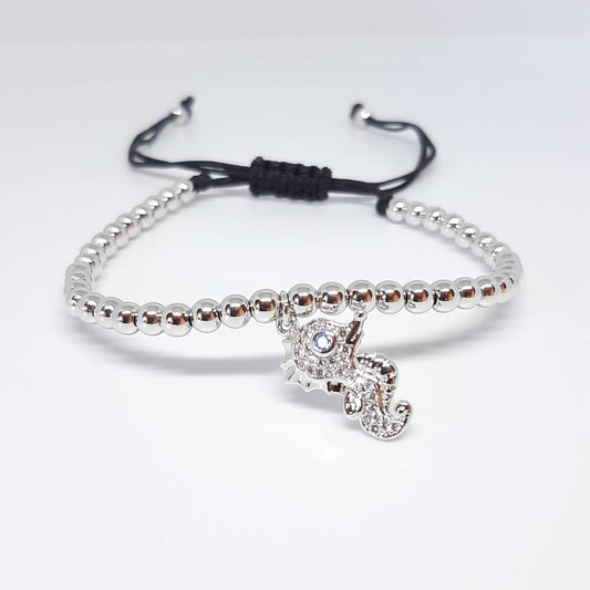 Bracciale con perla in metallo charm cavallo marino