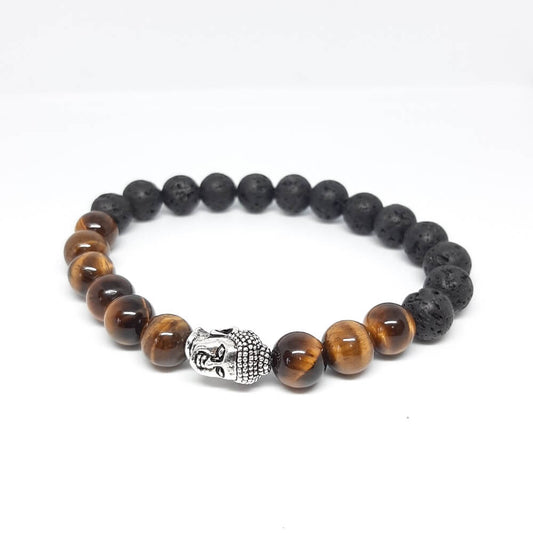 Bracciale con pietra mista fatto a mano charm buddha elastico