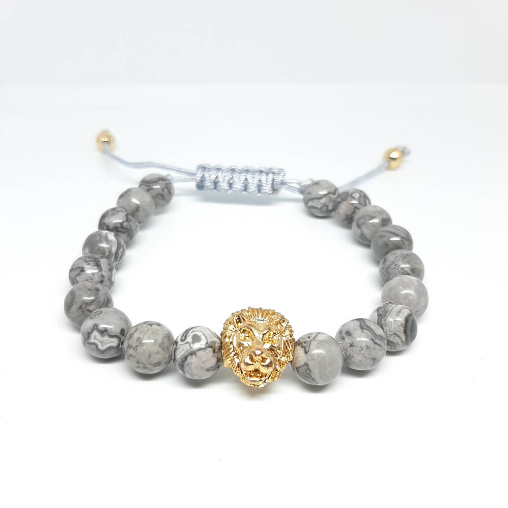 Bracciale con pietre in legno charm buddha elastico