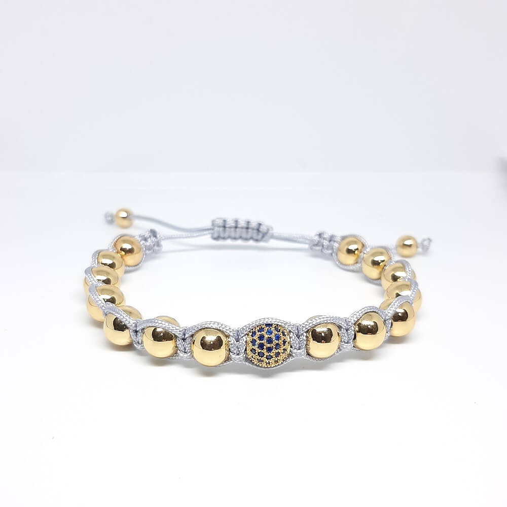 Bracciale con perle in metallo macramè charm perla zirconata