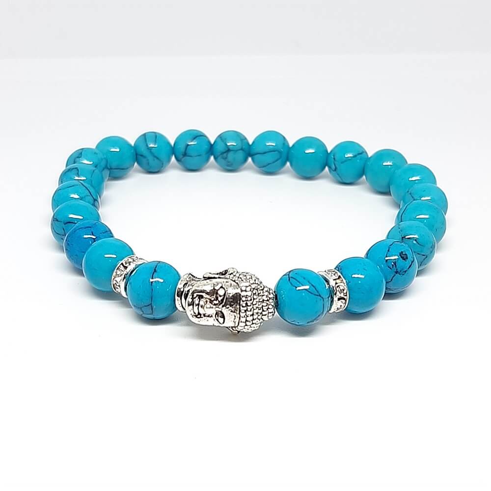 Bracciale con pietre fatto a mano charm buddha elastico