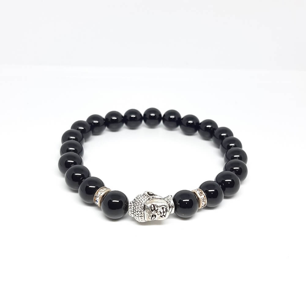 Bracciale con pietre fatto a mano charm buddha elastico