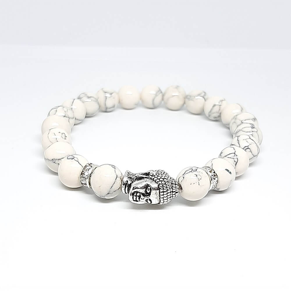 Bracciale con pietre fatto a mano charm buddha elastico