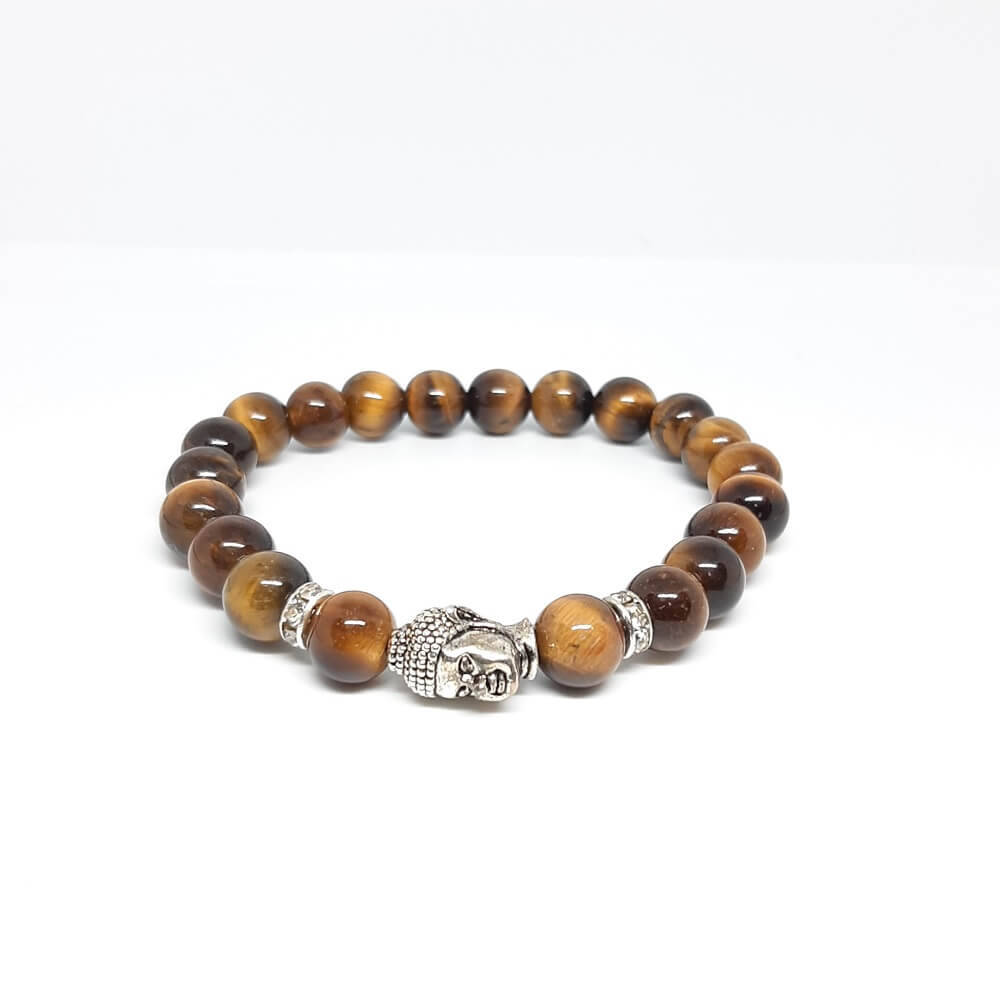 Bracciale con pietre fatto a mano charm buddha elastico