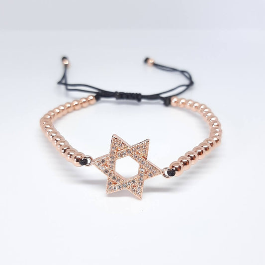 Bracciale con perla in metallo fatto a mano charm stella david