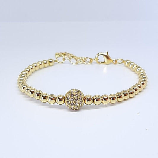 Bracciale con perle in metallo charm perla zirconata elastico