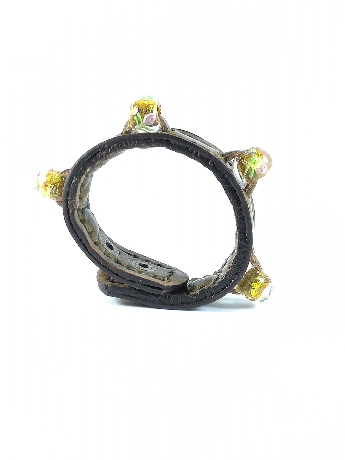 Bracciale in Pelle senape Charm Vetro giallo