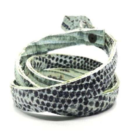 Bracciale in Pelle stampa serpente design snake verde