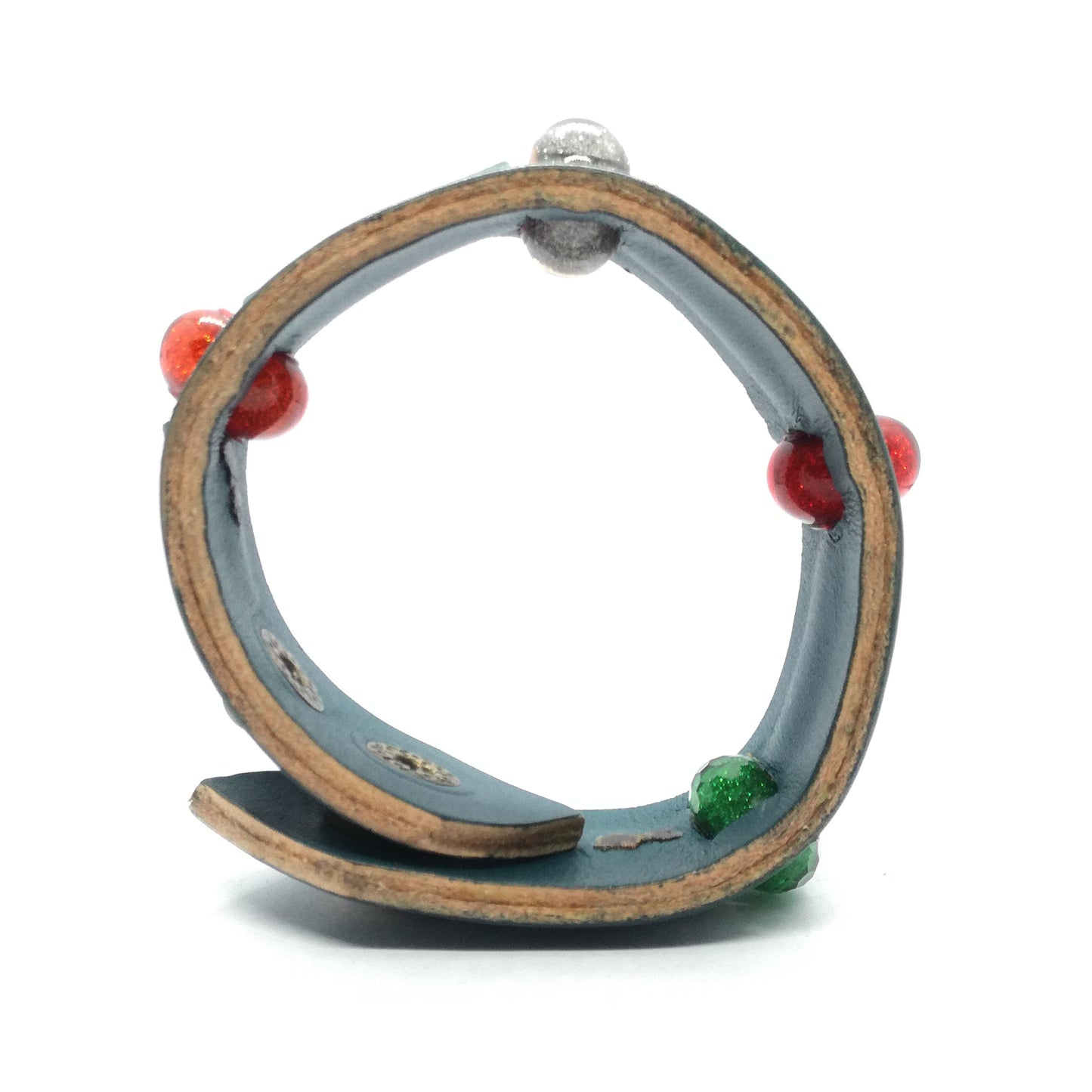 Bracciale in Pelle verde Fatto a Mano con Charm vari colori