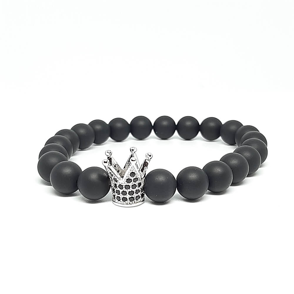 Bracciale con pietre charm corona zirconata elastico