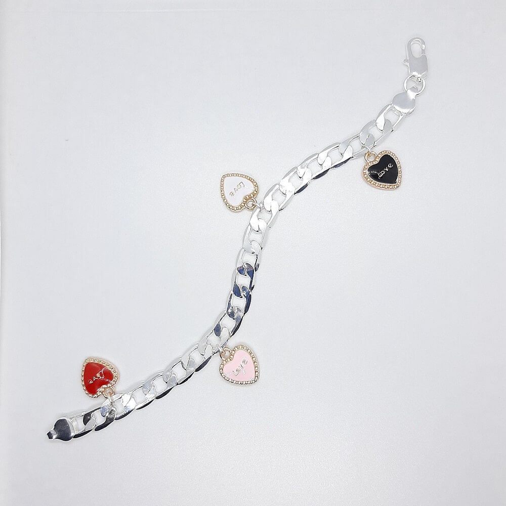 Bracciale catena charms cuore smaltato