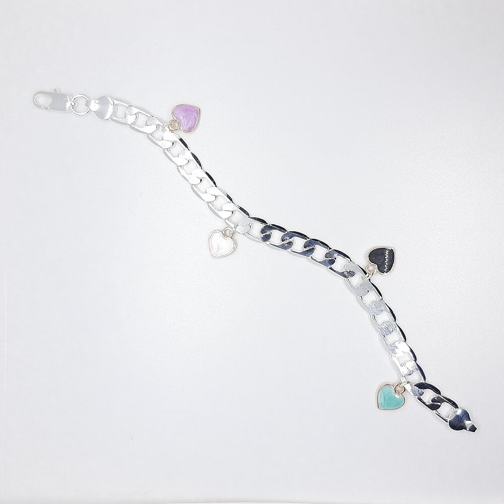 Bracciale catena charms cuore smaltato