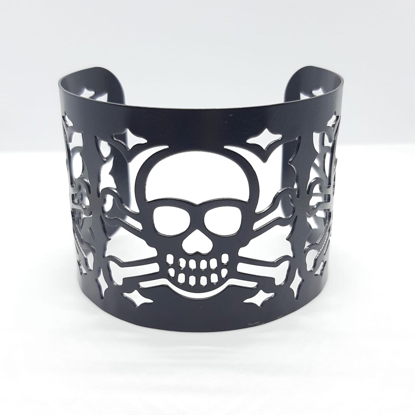 bracciale bangle rigido nero teschio