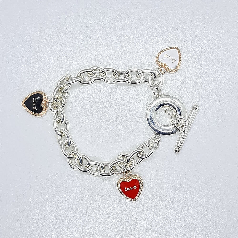 Bracciale catena charms cuore smaltato