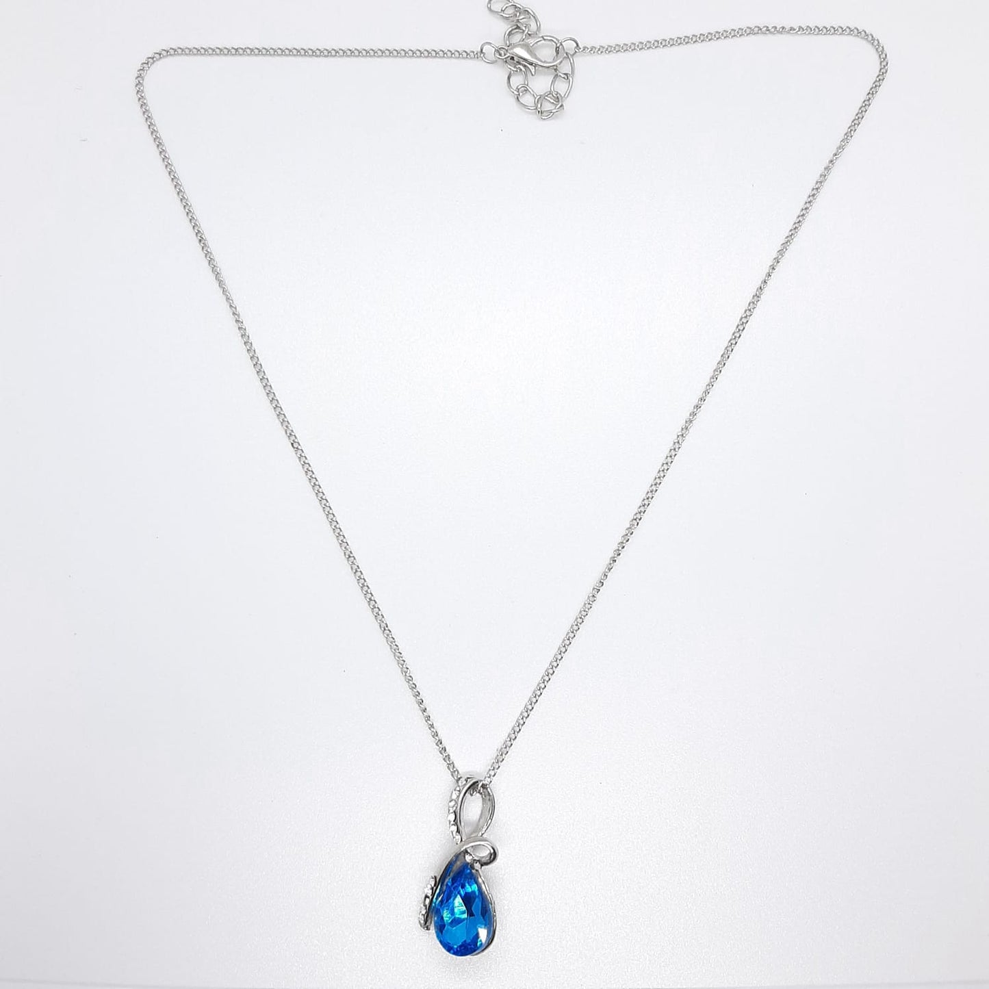 collana argento pendente goccia azzurro