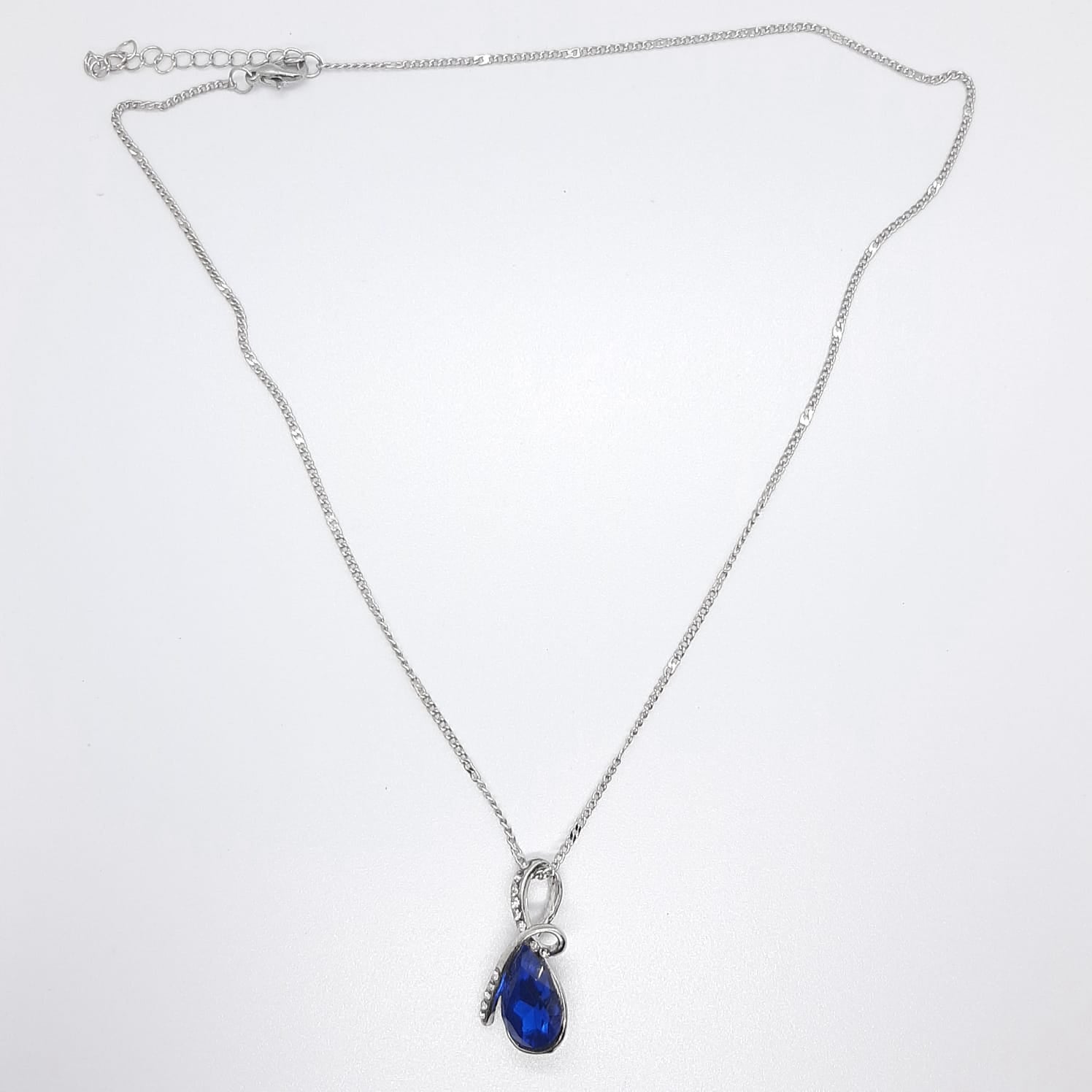 collana argento pendente goccia blu