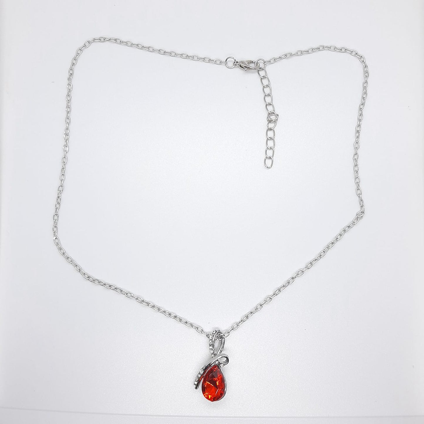 collana argento pendente goccia rosso