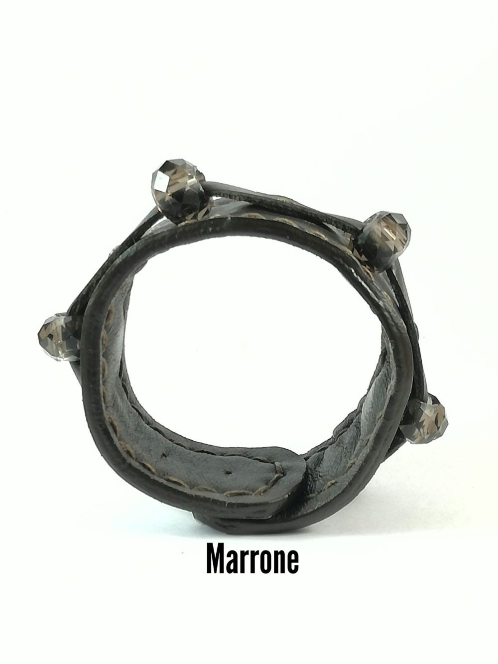 Bracciale in Pelle marrone con Charm Vetro Marrone