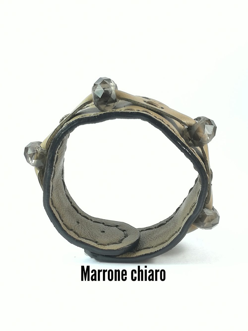 Bracciale in Pelle marrone chiaro Charm Vetro Marrone