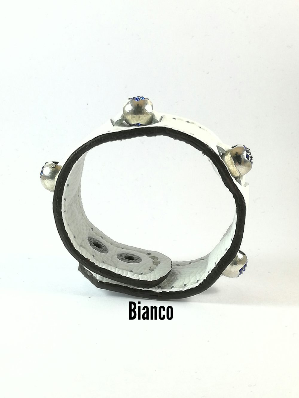 Bracciale in Pelle bianco Charm cuore blu zircone