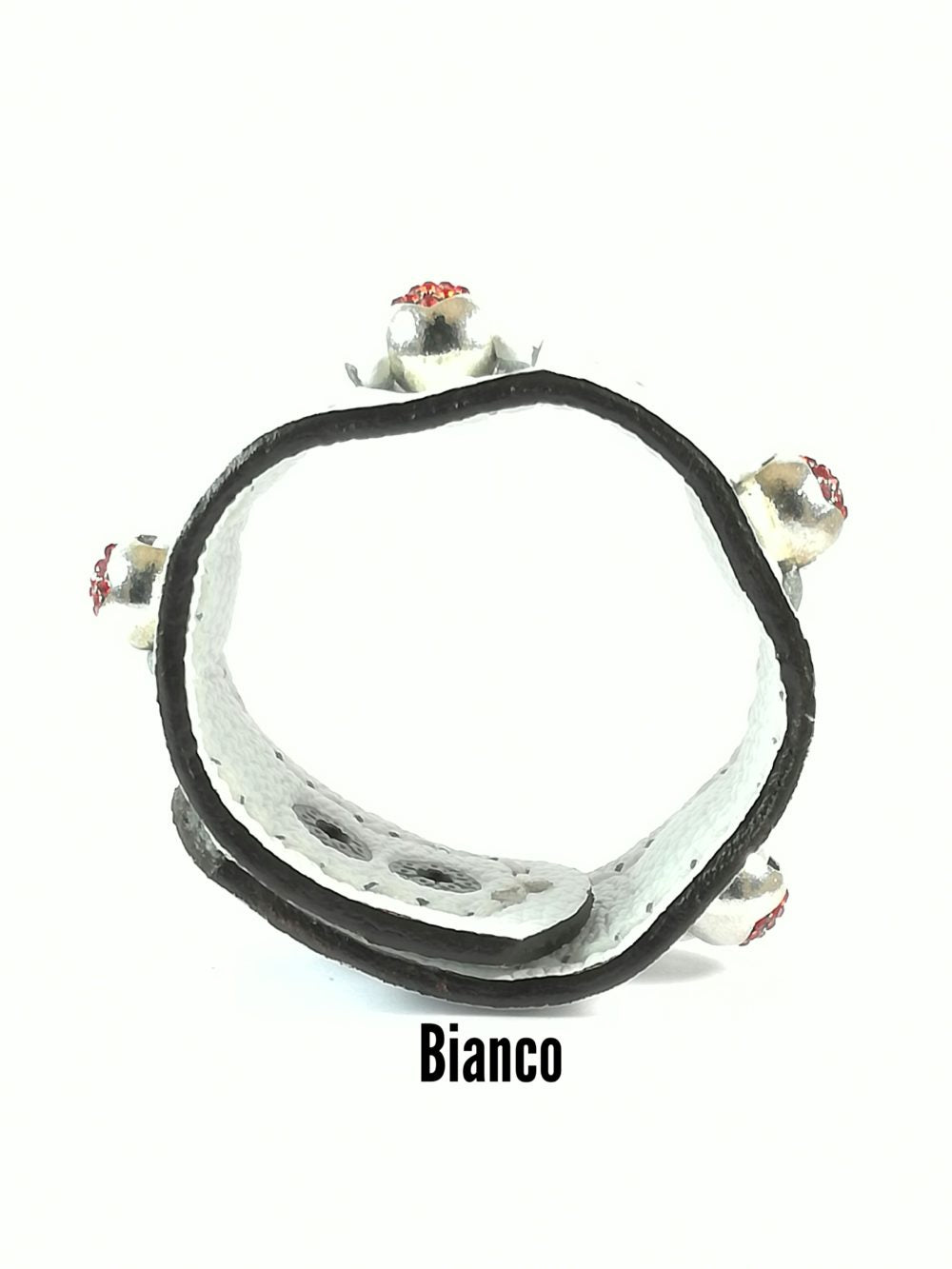 Bracciale in Pelle bianco Charm cuore zircone rosso