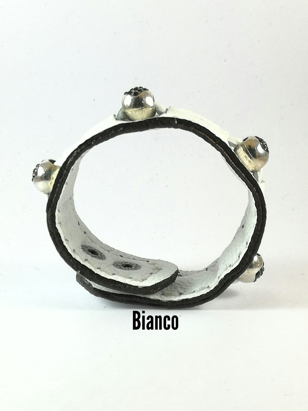 Bracciale in Pelle bianco Charm cuore zircone nero