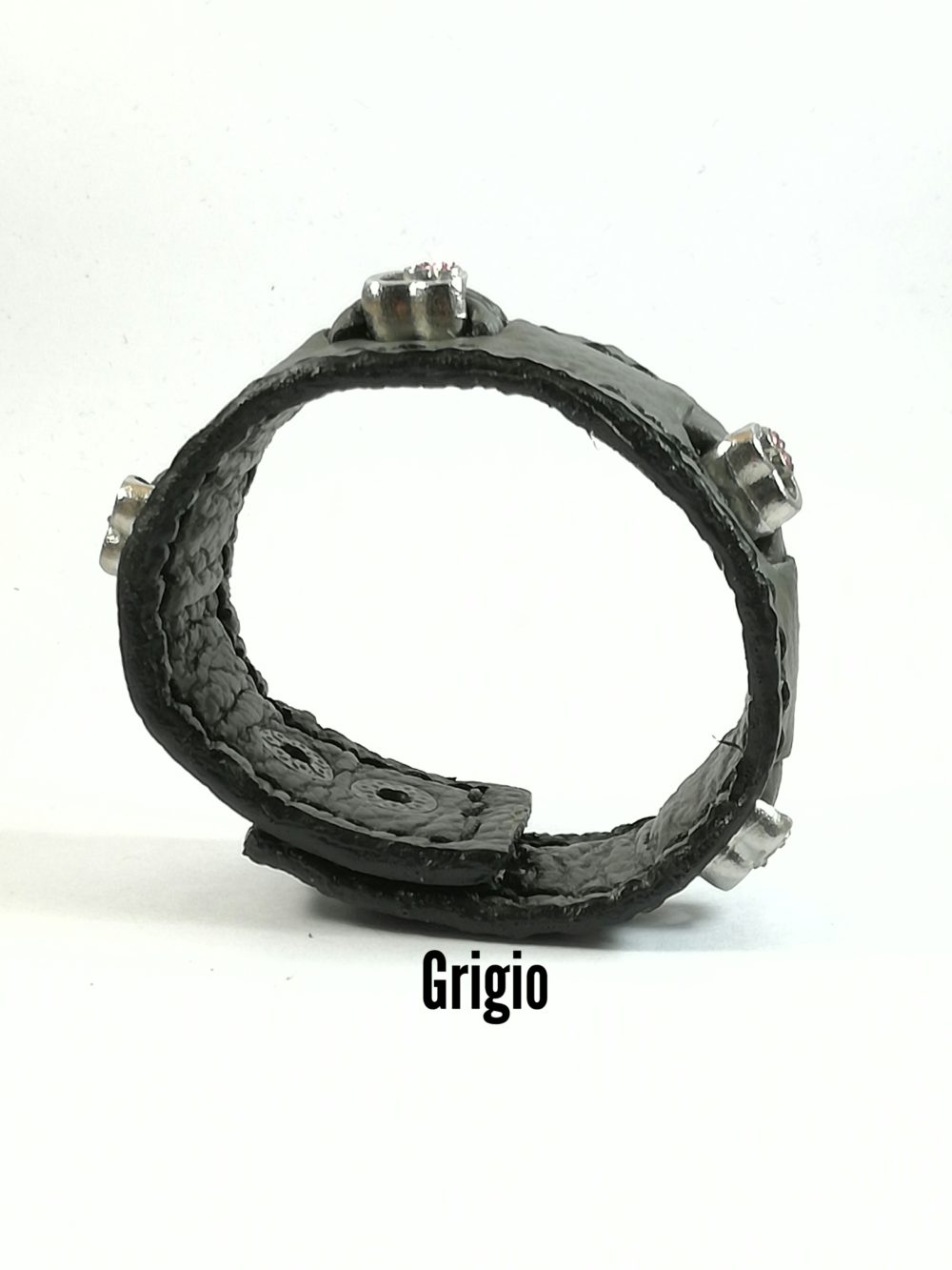 Bracciale in Pelle grigio Charm cuore zircone blu