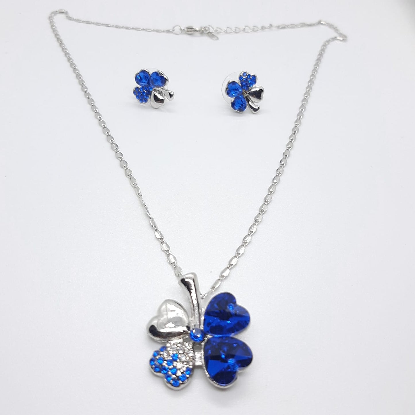 parure set quadrifoglio blu